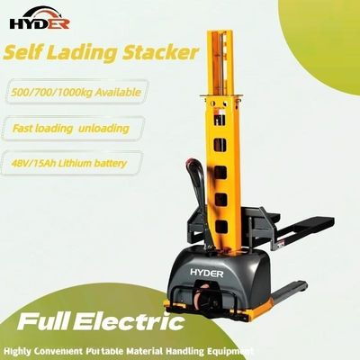 700K Lift height 800/1000/1300/1600mm Self Loading Electric Stacker Portable Forklift